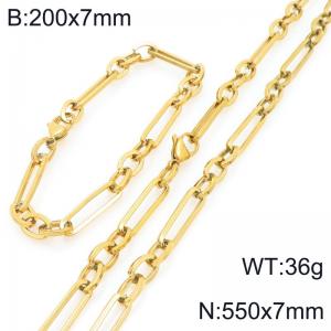 Stainless steel personalized fashion 3:1 square wire bracelet and necklace set - KS228200-Z