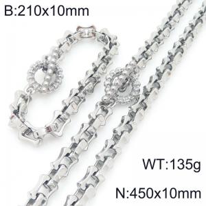 Stainless Steel Skulls Clasp 21cm Bracelet&45cm Necklace - KS228244-Z