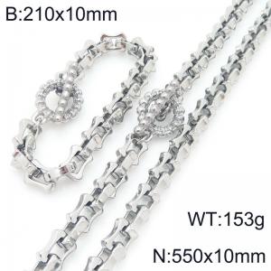 Stainless Steel Skulls Clasp 21cm Bracelet&55cm Necklace - KS228246-Z