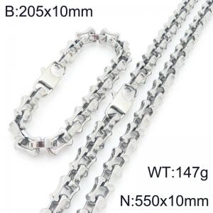 Stainless Steel Link 20.5cm Bracelet&55cm Necklace - KS228254-Z