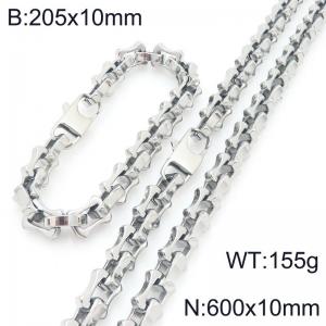 Stainless Steel Link 20.5cm Bracelet&60cm Necklace - KS228255-Z