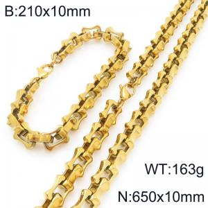 Gold-Plated Stainless Steel Link 21cm Bracelet&65cm Necklace - KS228260-Z