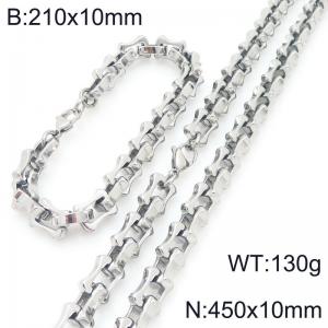 Stainless Steel Link 21cm Bracelet&45cm Necklace - KS228262-Z