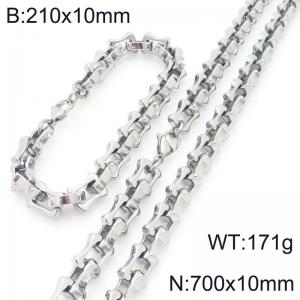 Stainless Steel Link 21cm Bracelet&70cm Necklace - KS228267-Z