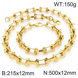 2pcs Jewelry Set Necklace Bracelet Simple stylish Stainless Steel Collarbone Chain - KS228275-Z