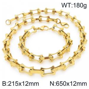 2pcs Jewelry Set Necklace Bracelet Simple stylish Stainless Steel Collarbone Chain - KS228278-Z