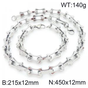 2pcs Jewelry Set Necklace Bracelet Simple stylish Stainless Steel Collarbone Chain - KS228280-Z