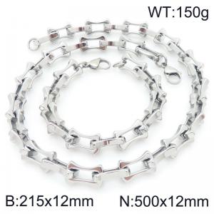2pcs Jewelry Set Necklace Bracelet Simple stylish Stainless Steel Collarbone Chain - KS228281-Z