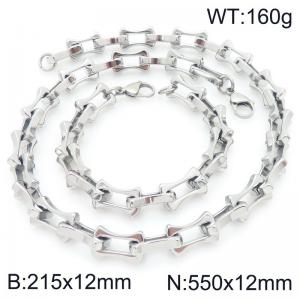 2pcs Jewelry Set Necklace Bracelet Simple stylish Stainless Steel Collarbone Chain - KS228282-Z