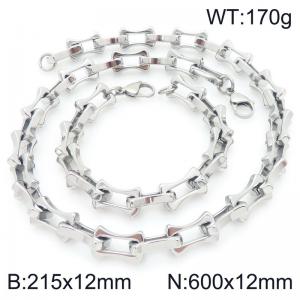 2pcs Jewelry Set Necklace Bracelet Simple stylish Stainless Steel Collarbone Chain - KS228283-Z