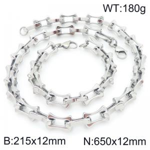 2pcs Jewelry Set Necklace Bracelet Simple stylish Stainless Steel Collarbone Chain - KS228284-Z