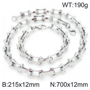 2pcs Jewelry Set Necklace Bracelet Simple stylish Stainless Steel Collarbone Chain - KS228285-Z