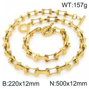 2pcs Jewelry Set Necklace Bracelet Simple stylish Stainless Steel Collarbone Chain OT Buckle - KS228286-Z