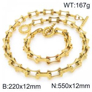 2pcs Jewelry Set Necklace Bracelet Simple stylish Stainless Steel Collarbone Chain OT Buckle - KS228287-Z