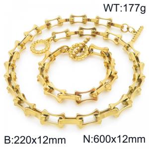 2pcs Jewelry Set Necklace Bracelet Simple stylish Stainless Steel Collarbone Chain OT Buckle - KS228288-Z