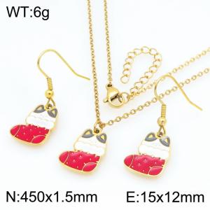 Fashion and Personalized Stainless Steel Gift Socks Earrings Necklace Two Piece Set - KS229270-Z