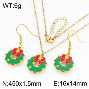 Fashionable and personalized stainless steel bow, donut earrings, necklace two-piece set - KS229272-Z