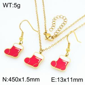 Fashion and Personalized Stainless Steel Gift Socks Earrings Necklace Two Piece Set - KS229278-Z
