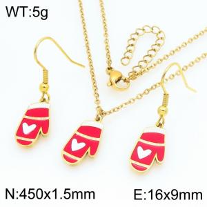 Fashion and Personalized Stainless Steel Love Gift Gloves Earrings Necklace Two Piece Set - KS229280-Z