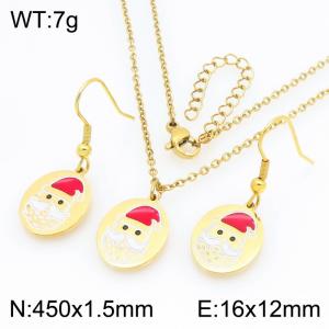 Fashionable and personalized stainless steel bell earrings necklace two-piece set - KS229284-Z