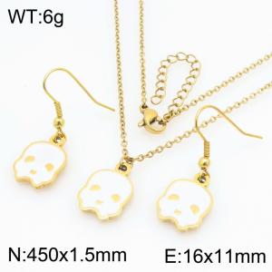 Fashion and Personalized Stainless Steel Halloween Pumpkin Devil Earrings Necklace Two Piece Set - KS229388-Z