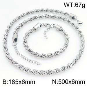 Stainless steel jewelry Fried Dough Twists shaped necklace with bracelet set - KS230238-ZJZL