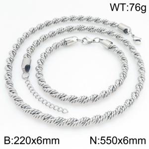 Stainless steel jewelry Fried Dough Twists shaped necklace with bracelet set - KS230239-ZJZL