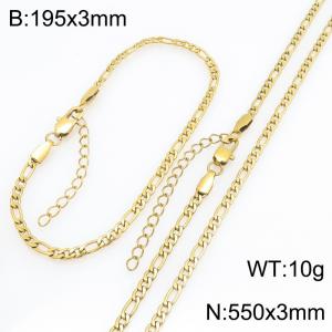 Stainless steel NK chain bracelet necklace set suitable for daily jewelry wear - KS232011-KGM