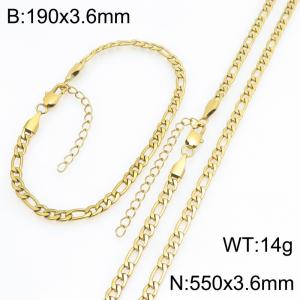 Stainless steel NK chain bracelet necklace set suitable for daily jewelry wear - KS232013-KGM