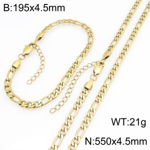 Stainless steel NK chain bracelet necklace set suitable for daily jewelry wear - KS232015-KGM