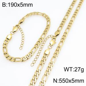 Stainless steel NK chain bracelet necklace set suitable for daily jewelry wear - KS232017-KGM