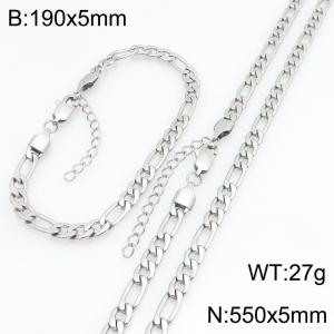Stainless steel NK chain bracelet necklace set suitable for daily jewelry wear - KS232018-KGM