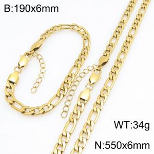 Stainless steel NK chain bracelet necklace set suitable for daily jewelry wear - KS232019-KGM