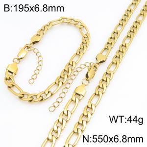 Stainless steel NK chain bracelet necklace set suitable for daily jewelry wear - KS232021-KGM