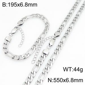 Stainless steel NK chain bracelet necklace set suitable for daily jewelry wear - KS232022-KGM