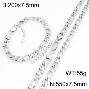 Stainless steel NK chain bracelet necklace set suitable for daily jewelry wear - KS232024-KGM