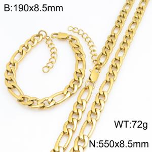 Stainless steel NK chain bracelet necklace set suitable for daily jewelry wear - KS232025-KGM