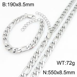 Stainless steel NK chain bracelet necklace set suitable for daily jewelry wear - KS232026-KGM