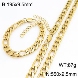 Stainless steel NK chain bracelet necklace set suitable for daily jewelry wear - KS232027-KGM