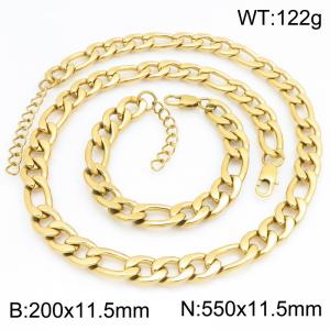 Stainless steel NK chain bracelet necklace set suitable for daily jewelry wear - KS232029-KGM