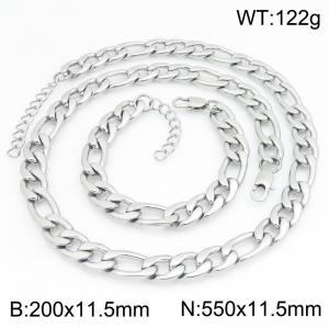 Stainless steel NK chain bracelet necklace set suitable for daily jewelry wear - KS232030-KGM