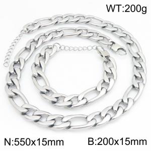 Stainless steel NK chain bracelet necklace set suitable for daily jewelry wear - KS232034-KGM