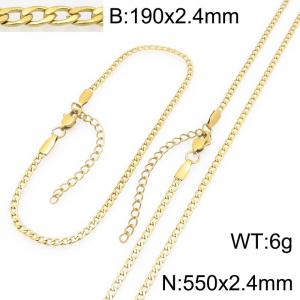 Stainless steel NK chain bracelet necklace set suitable for daily jewelry wear - KS232035-ZJZL