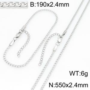 Stainless steel NK chain bracelet necklace set suitable for daily jewelry wear - KS232036-ZJZL