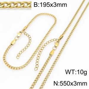 Stainless steel NK chain bracelet necklace set suitable for daily jewelry wear - KS232037-ZJZL