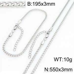 Stainless steel NK chain bracelet necklace set suitable for daily jewelry wear - KS232038-ZJZL