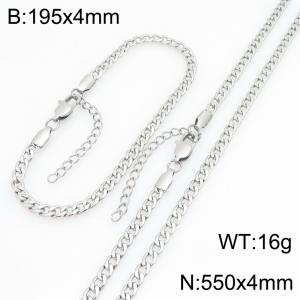 Stainless steel NK chain bracelet necklace set suitable for daily jewelry wear - KS232040-ZJZL