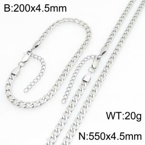 Stainless steel NK chain bracelet necklace set suitable for daily jewelry wear - KS232042-ZJZL