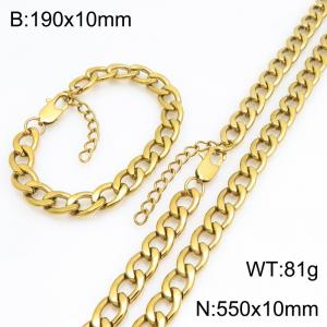 Stainless steel NK chain bracelet necklace set suitable for daily jewelry wear - KS232053-ZJZL