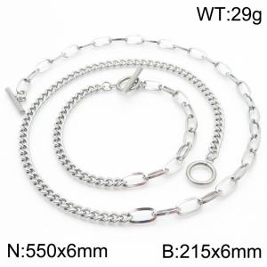 OT flat buckle titanium steel square wire Cuban chain splicing stainless steel set - KS286050-Z